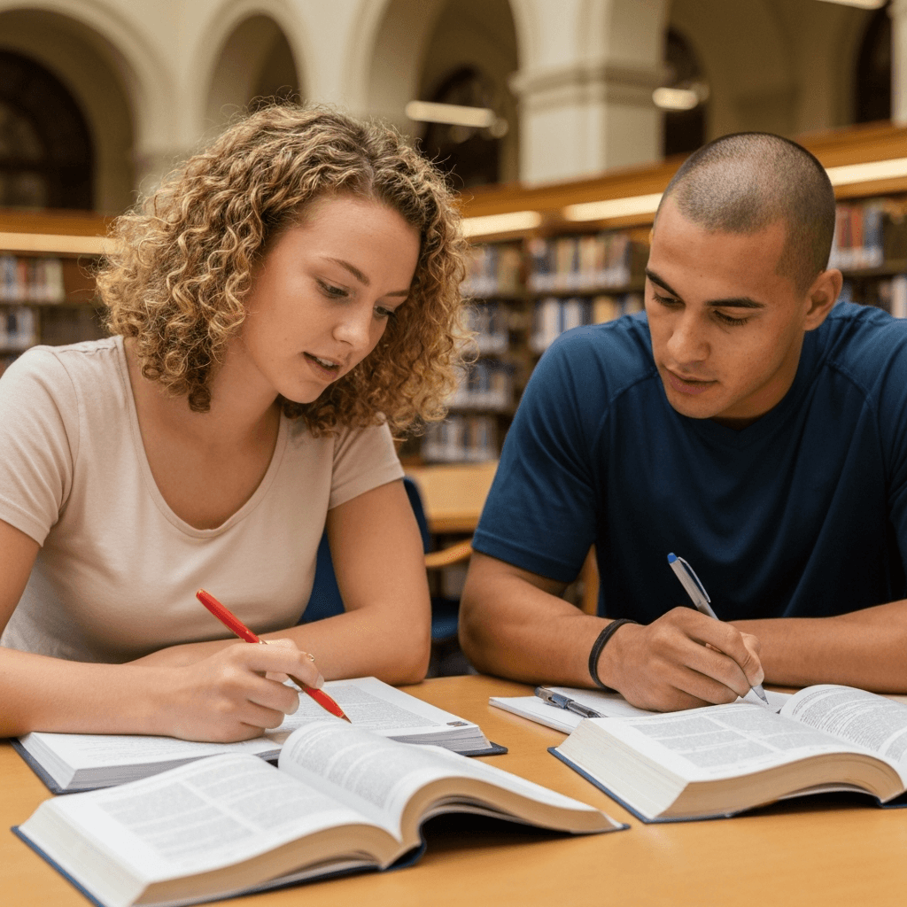 Pre-med students collaborating